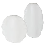 Ruffled Feathers Vases, White, S/2